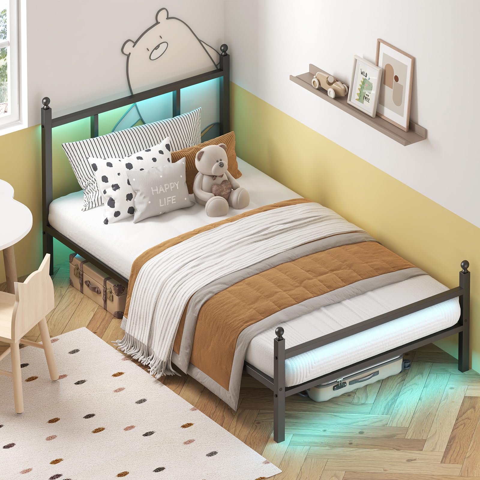 Fairy Twin Metal Bed Frame with LED Lights and Charging photo 7
