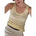 thumbnail image 2 of Womens Sweater Vest Boho Summer Tops Cropped Coverup Knit Sleeveless Fit Casual Outfits Yellow S, 2 of 8