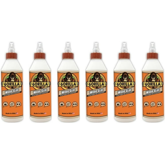 Gorilla Wood Glue, 18 ounce Bottle, Pack of 6
