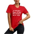 thumbnail image 4 of Daisyyozoid T-Shirt Joyeuse Fête des Mères pour Femmes Col Rond Imprimé Lettre Manches Courtes Décontracté, 4 of 5