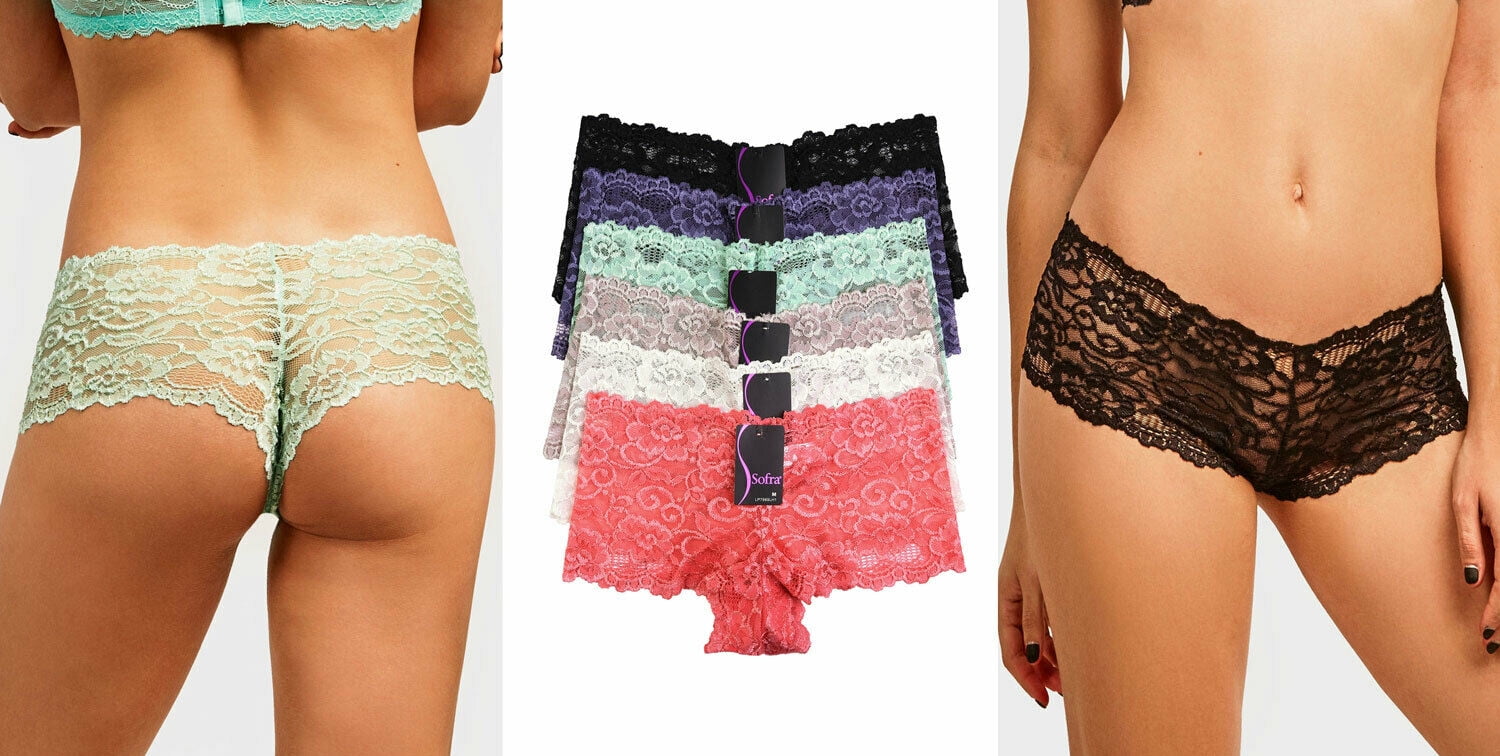 6 Pack of Women Boyshorts Panties Floral Lace Hipster Cheeky Bikini Underwear 