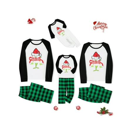 

AMILIEe Family Matching Christmas Pajamas Set Cartoon Sleepwear Xmas PJS Set for Couples