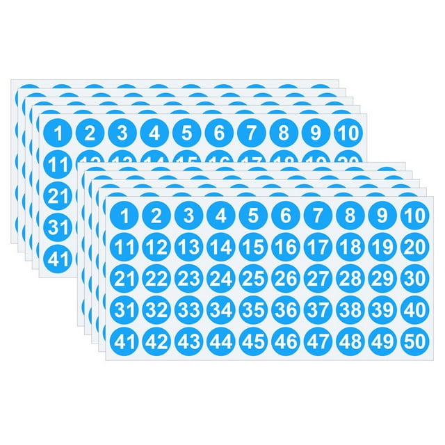 CNKOO Small Number Stickers 10 Sheets Colourful Number Stickers 1-50 Self Adhesive Round Numbered Stickers Label Sticker for Office Storage Inventory Classification Boxes