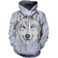 thumbnail image 3 of Sudadera con capucha con estampado 3D de lobo para hombre, estilo urbano, color verde oscuro, manga larga, con capucha, estampado de diseñador para primavera y otoño, 3 of 5