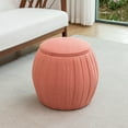 thumbnail image 3 of Designs4Comfort Vanessa Round Accent Storage Ottoman in Red Fabric, 3 of 6