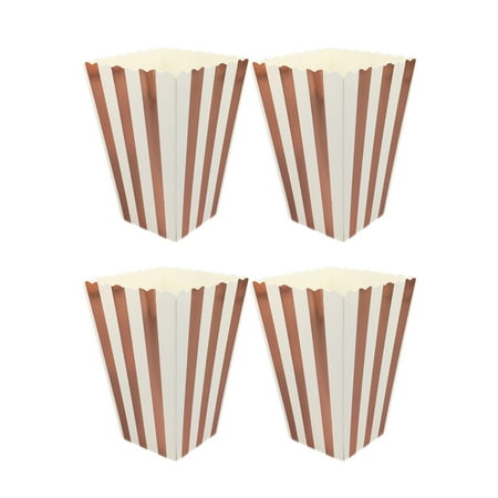 

48pcs Vertical Stripe Popcorn Boxes Holder Popcorn Snack Container Party Supplies Rose Gold