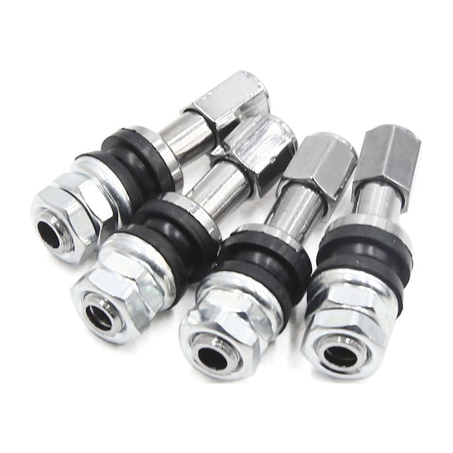 4Pcs Válvula del Neumático de Rueda Aleación Zinc Plateado Moto Scooter Sin Cámara del Vástago