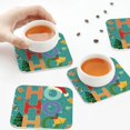 thumbnail image 3 of KLL Drink Coasters Set Square of 4,PU Leather Absorbent Coasters Set Decorative Coffee Cup Coasters Housewarming Gift for Home Decor-Ho Ho Ho, 3 of 5