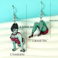 thumbnail image 5 of Halloween Green Monster Stump Design Asymmetric Dangle Earrings Retro Cartoon Style Ghost Festival Ear Jewelry, 5 of 5