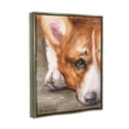 thumbnail image 3 of Stupell Industries Pleasant Corgi Puppy Dog Gazing Lying Down Painting Luster Gray Floating Framed Canvas Print Wall Art, Design by George Dyachenko, 3 of 9