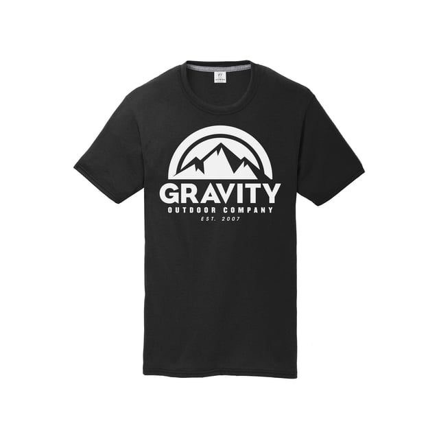 Gravity Outdoor Co. T-Shirt de Performance pour Jeunes - Logo Blanc - Noir - Moyen