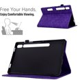 thumbnail image 4 of Embossed Folio Flip Smart Case for Samsung Galaxy Tab S9/S8/S7, Premium PU Leather Kickstand Card Slots Magnetic Auto Sleep / Wake with Pen Slot Case for Samsung Galaxy Tab S9/S8/S7, Purple, 4 of 5