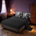 thumbnail image 4 of Homewish Hippie Skull Skeleton Twin Bedding, Happy Halloween Bedding Comforter Set, Black White, Black Reversible 7-Piece, 4 of 7