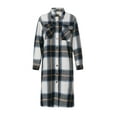 thumbnail image 2 of KOMOO Women Plaid Coat Vintage Long Sleeve Lapel Button Long Cardigan Coat Autumn Winter Thermal Overcoat with Pockets, 2 of 9