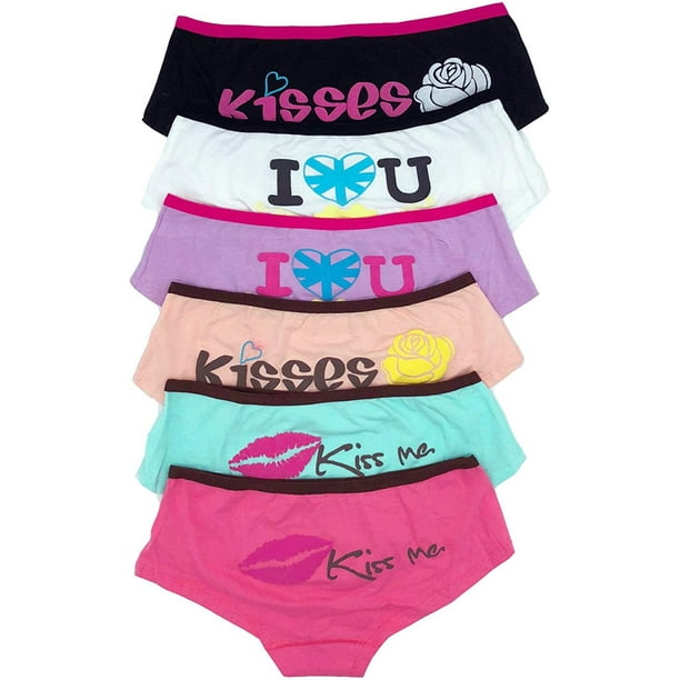 12 pieces Women Dog Paw Striped Plain Cotton Bikini Panty SXL (Medium)