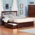 thumbnail image 1 of Mission King Wood Platform Bed with Footboard & Storage Drawers in Walnut, 1 of 7