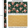 thumbnail image 3 of OM Christmas Wrapping Paper Roll, Deep Green Gift Wrapping Paper, Christmas Santa Claus and Reindeers Pattern Foil Gift Wrap with Metallic Shine for Holiday Packaging (17 Inch X 33 Feet), 3 of 15