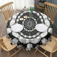 thumbnail image 3 of Black White Tie Dye Mandala Pattern Round Tablecloth 60"x60",Wrinkle Wipeable Table Cloth for Kitchen Dining Room Picnic Patio Party, 3 of 6