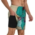 thumbnail image 3 of Haiem Cool Dino Playing Skateboard Men'S Quick-Dry Swim Trunks: Comfortable Beach Shorts With Mesh Lining And Pockets - Ideal For Swimming And Sunbathing Xx-Large, 3 of 9