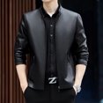 thumbnail image 4 of Ropa genuina de cuero para hombre, abrigo de piel de oveja, novedad de 2024, chaqueta corta de motociclista con cuello alto, ropa de otoño, 4 of 4
