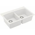 thumbnail image 2 of Karran Qt-710 Drop-In Quartz Composite 33 In. 1-Hole 50/50 Double Bowl Kitchen Sink In White, 2 of 4