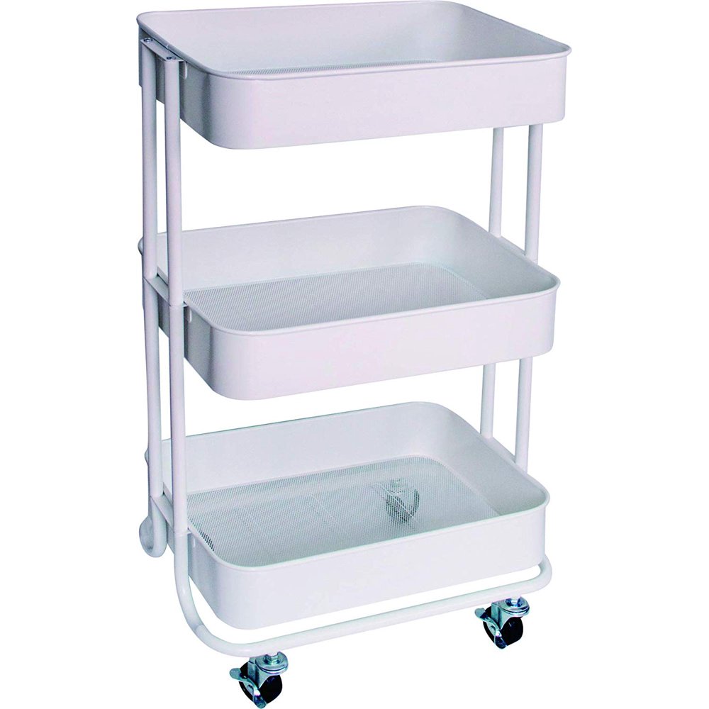 All For You 3Tier Heavy Duty Metal Rolling Storage Cart Rack Shelf 18