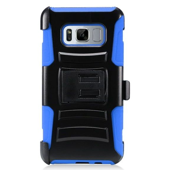 Galaxy 8 Case, Dual Layers [Combo Holster] And Built-In Kickstand Bundled with Hybird Shockproof And Circlemalls Stylus Pen (Blue)