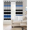 thumbnail image 2 of Navy Blue Black Stripe Blackout Curtains, Light Blocking Print Window Curtains, Modern Abstract Coarse Striped Thermal Insulated Window Drapes for Living Room Kitchen Cafe 2 Panels, 55"W x 39"L, 2 of 9