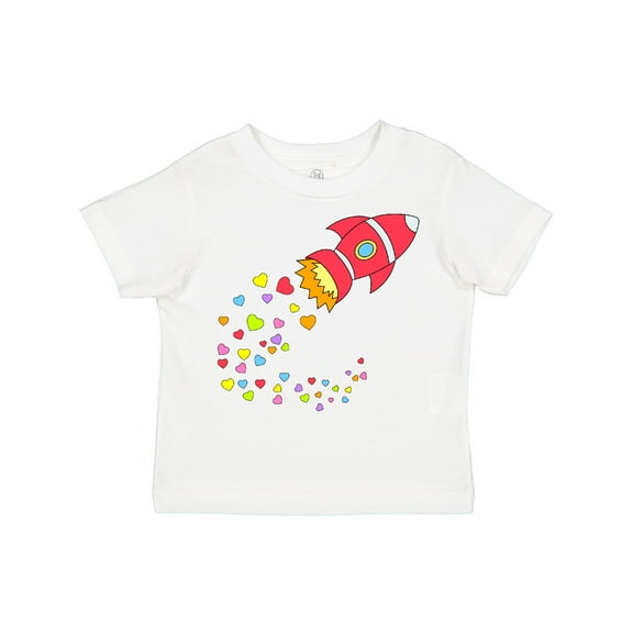 Inktastic Valentine's Day Rocket Ship with Hearts Boys or Girls Toddler T-Shirt