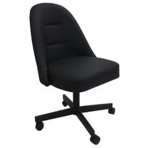 M-235 Swivel Metal Dining Caster Chair - Black Vinyl - Black