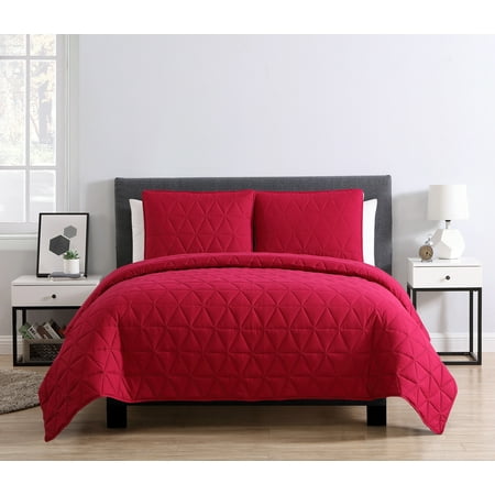3 Piece Quilt - Mainstays Triangle Embossed 3 Piece Bedding Quilt Set