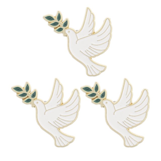 3 broches con el símbolo de la paloma de la paz: Broche de paloma de la paz para ropa, camisa, sombrero, mochila. Ideal para decorar prendas de vestir.