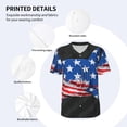 thumbnail image 3 of Zufioo Shark With USA Flag Print Men's Baseball Short Sleeve, Moisture Wicking Button-Down Hip Hop Tee-3X-Large, 3 of 7