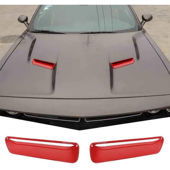 2 x Hood Vents Outlets Vents Cover Trim Accessories For Dodge Challenger 2015-UP