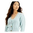 thumbnail image 3 of INC Womens Green Cropped Buttoned Long Sleeve Open Cardigan Sweater Size: S, 3 of 4