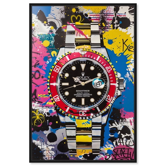 Watch Graffiti Canvas Urban Graffiti Wall Art by Notoriart, Black Frame, 10" x 15"