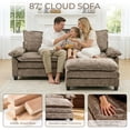 thumbnail image 4 of Ktaxon Sectional Sofa L Shaped Couch with Chaise Living Room Sleeper Set, 2 Seats with Chenille and Double Layer Cushions 87" W Light Brown, 4 of 16