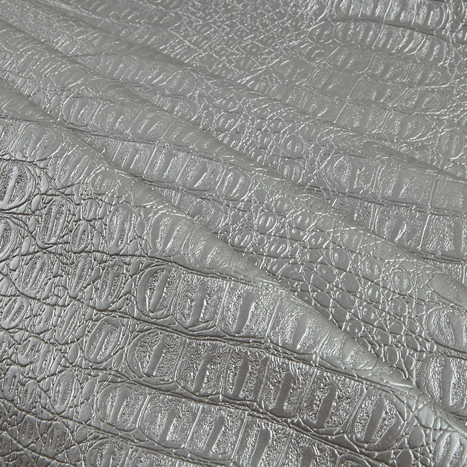 Faux Leather Metallic Silver, Fabric by the Yard