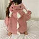 thumbnail image 1 of Pijama de dinosaurio, bata de baño para mujer, otoño e invierno, lindo dibujo animado, forro polar coral, camisón largo grueso, franela, ropa de casa para mujer, 1 of 1