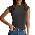 thumbnail image 2 of BLCHUNen Débardeurs pour Femmes Tendance Sans Manches à Enfiler Col Rond Coupe Ajustée Extensible Léger Entraînement Sport Actif Décontracté Hauts, 2 of 7