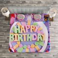 thumbnail image 3 of Ambesonne Purple Quilted Bedspread Set 3 Pcs, Birthday Cake Presents, Queen Size, Multicolor, 3 of 3