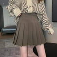thumbnail image 3 of Clearance Girls Women High Waisted Pleated Skirt Plain Plaid A-line Mini Skirt Skater Tennis School Uniform Skirts Lining Shorts, 3 of 4