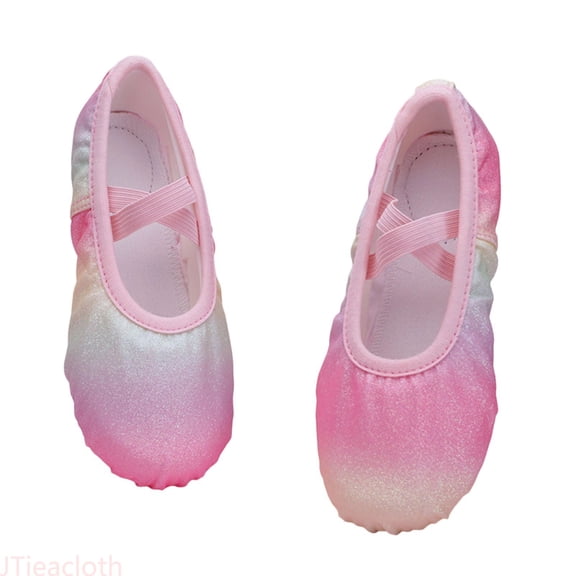 JTieacloth Gleaming Glitter Ballet Girls Flats For Dance Practice And Performances Soft Soled Shoes For Play Gradient Kids Party School Shoes,Sizes 9 Little Kid