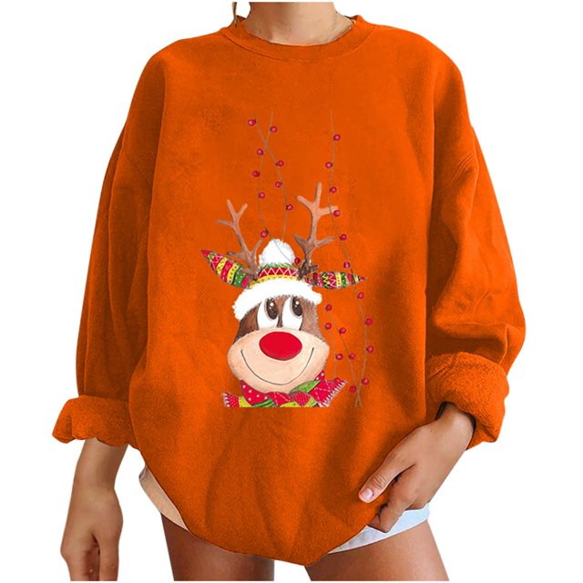 Blusa de manga larga informal con estampado de sudaderas para mujer a la moda navideña para mujer Fridja fhghd635