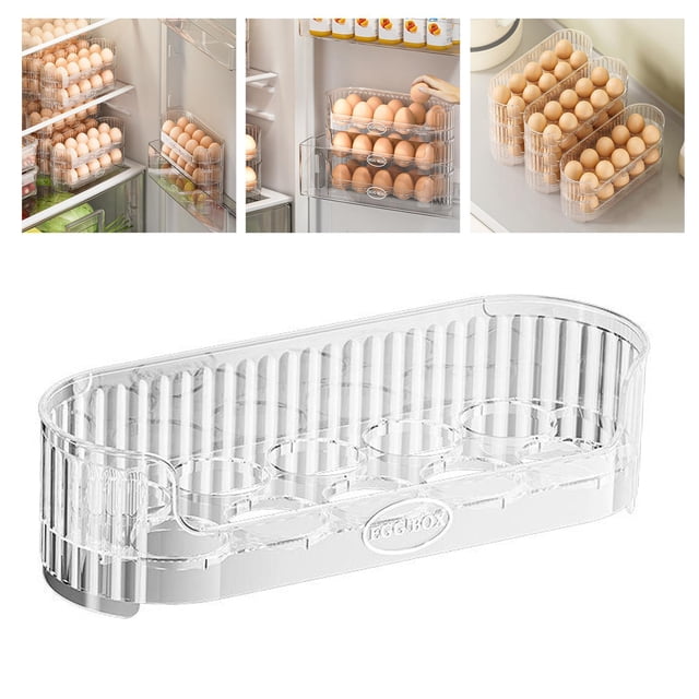 Soporte de huevo para recipiente de huevo de nevera, reutilizable Reutilizador de huevos Organizador de huevos Dispensador de huevo para l