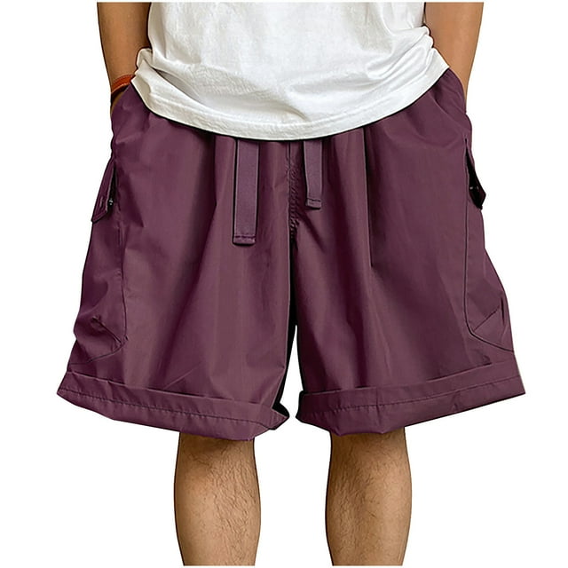 CHGBMOK Mens Shorts Shorts Drawstring Casual Pants Cropped Shorts Sizes S-3XL