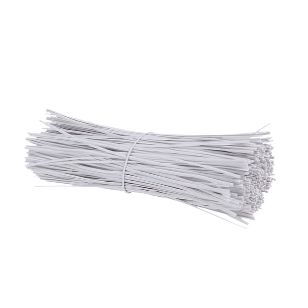 1000 piezas de alambre de hierro recubierto de plástico de 0,45 mm, lazos para enrollar cables, organizadores para oficina en casa (blanco)
