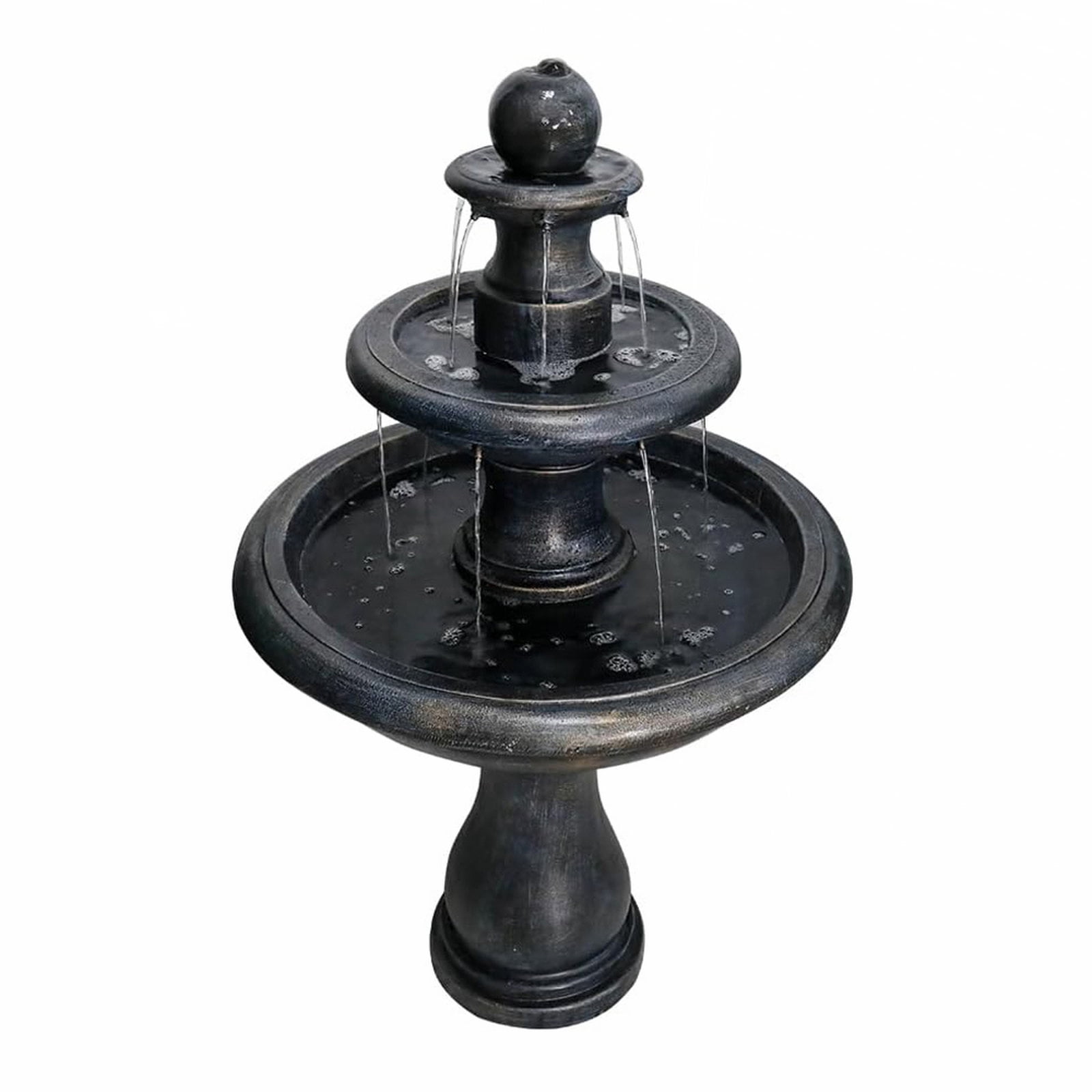 Hamiedun 3-tiers Outdoor Water Fountain Garden Patio Decor Bird Bath Waterfall With Water Pump