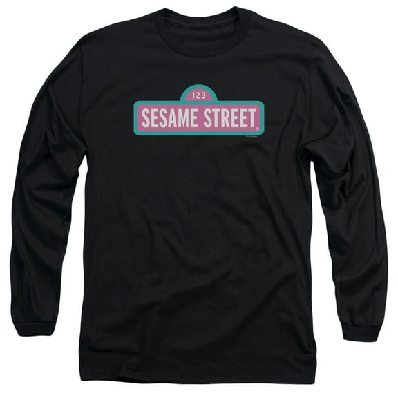 Sesame Street Alt Logo Long Sleeve Adult 18/1 T-Shirt Black