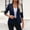 Dark Blue women's 3/4 sleeve blazer a1, variant on Women's 3/4 Sleeve Collared Button Down Jacket Slim Fit Business Casual Blazer Office Work Wear Professional Tops, Navy 2XL
